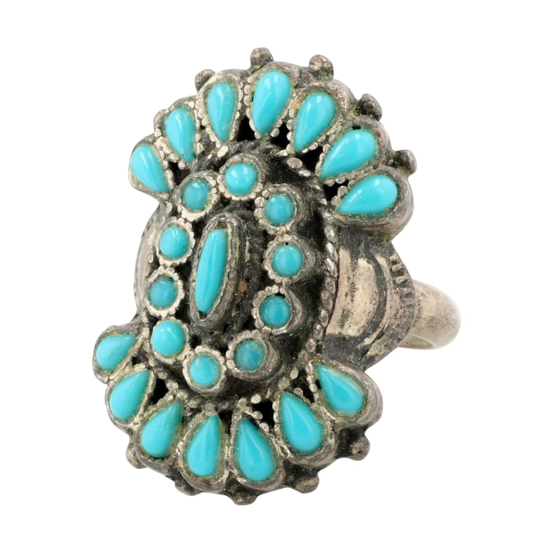 Vintage Southwestern Inspired Sterling Turquoise Adjustable Ring (1 of 7)