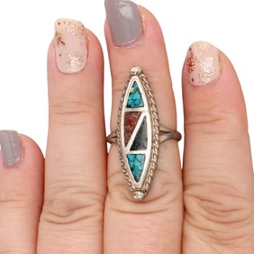Vintage Navajo Sterling Multi-Stone Ring Sz 6.25