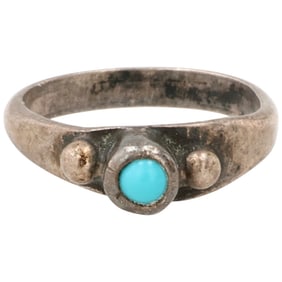Vintage Southwestern Sterling Turquoise Ring Sz 2