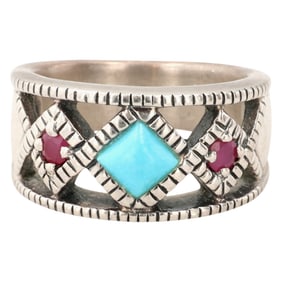 Sally C. Treasures Thailand Sterling Multi-Stone Ring Sz 4.75