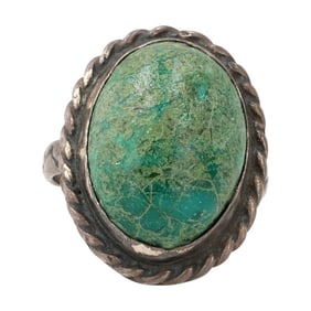 Vintage Taxco Mexico Sterling Turquoise Ring Sz 4