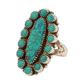 Vintage Native Sterling Turquoise Ring Sz 6.5