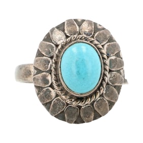 Vintage Southwestern Sterling Turquoise Ring Sz 5.25