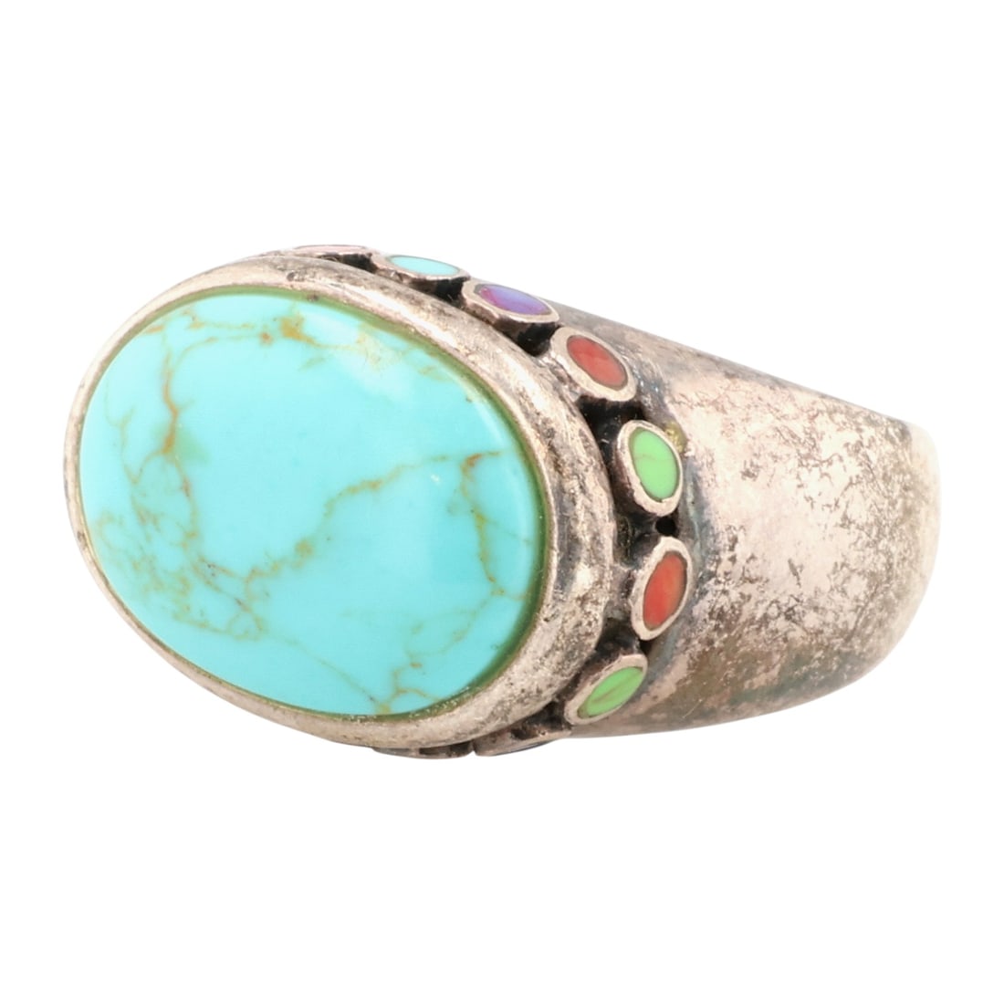 Vintage Southwestern Sterling Multi-Stone Ring Sz 5.5 (1 of 7)