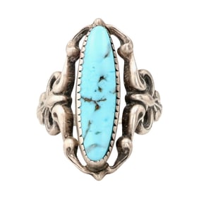 BEAU Southwestern Sterling Turquoise Ring Sz 5.75