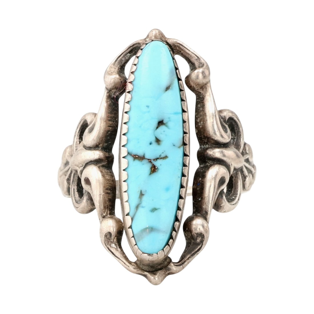 BEAU Southwestern Sterling Turquoise Ring Sz 5.75 (1 of 8)
