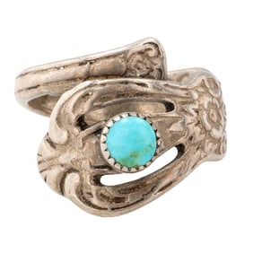 Southwestern Sterling Turquoise Wrap Ring