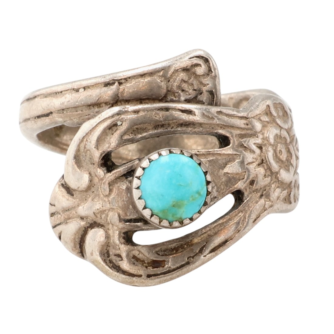 Southwestern Sterling Turquoise Wrap Ring (1 of 7)