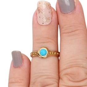 Etrusca Italy Sterling Turquoise Ring Sz 4.75