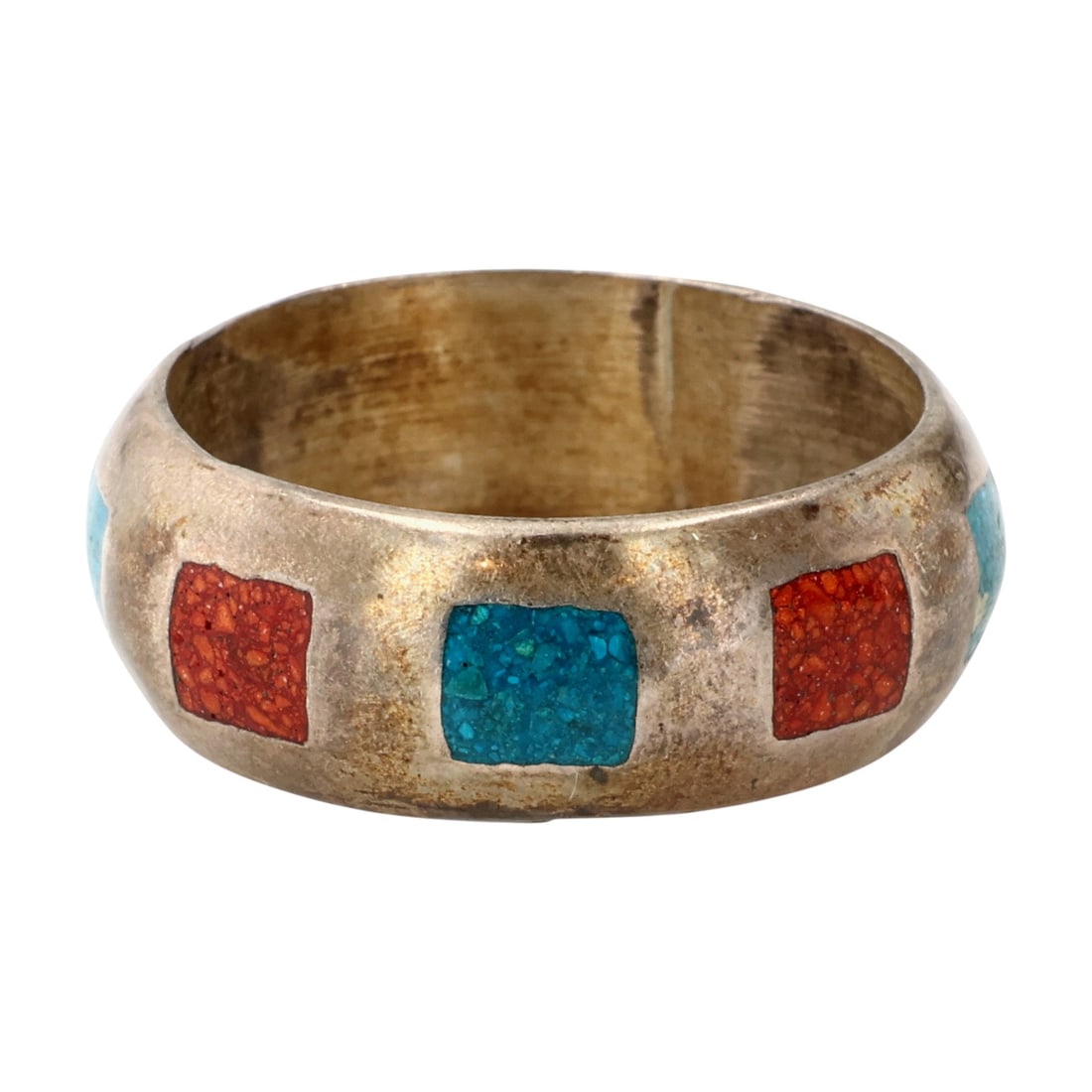 Vintage Southwestern Sterling Crushed Multi-Stone Ring Sz 13 (1 of 6)