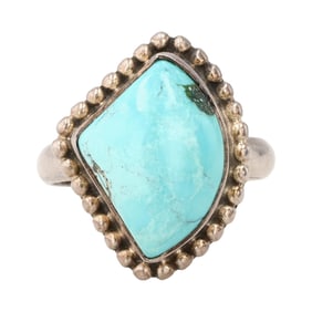 Vintage Mexico Sterling Turquoise Ring Sz 8.25