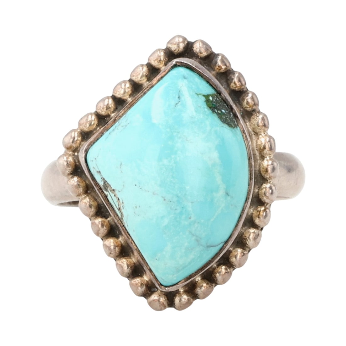 Vintage Mexico Sterling Turquoise Ring Sz 8.25: Vintage Mexico Sterling Turquoise Ring Sz 8.25, 7g