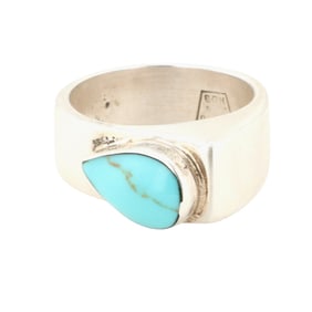 House Of Bangles Mexico Sterling Turquoise Ring Sz 5.75