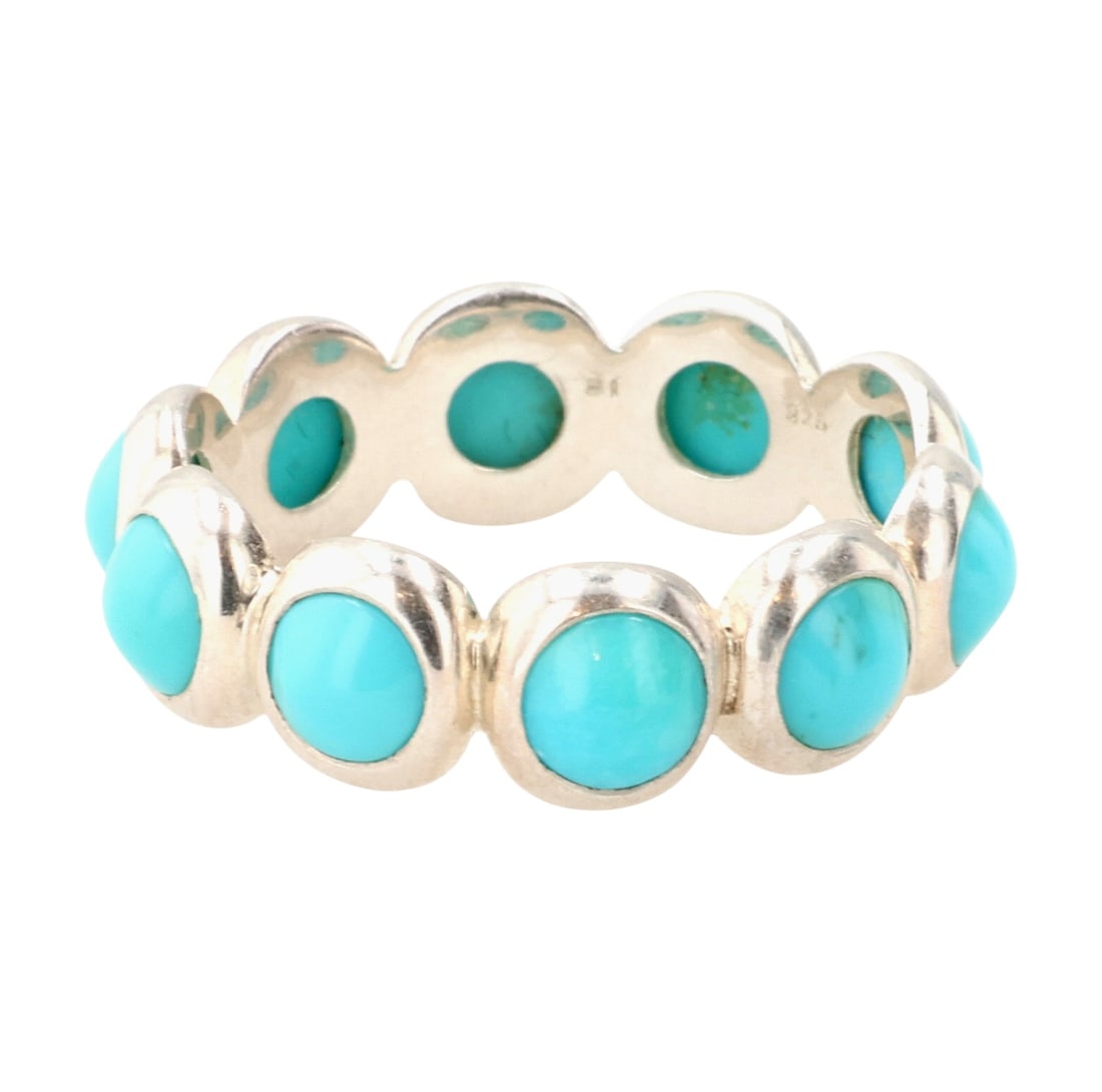 Southwestern Style Sterling Turquoise Ring Sz 8.5 (1 of 6)