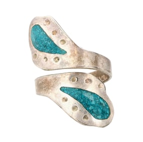 Mexico Sterling Crushed Turquoise Wrap Ring