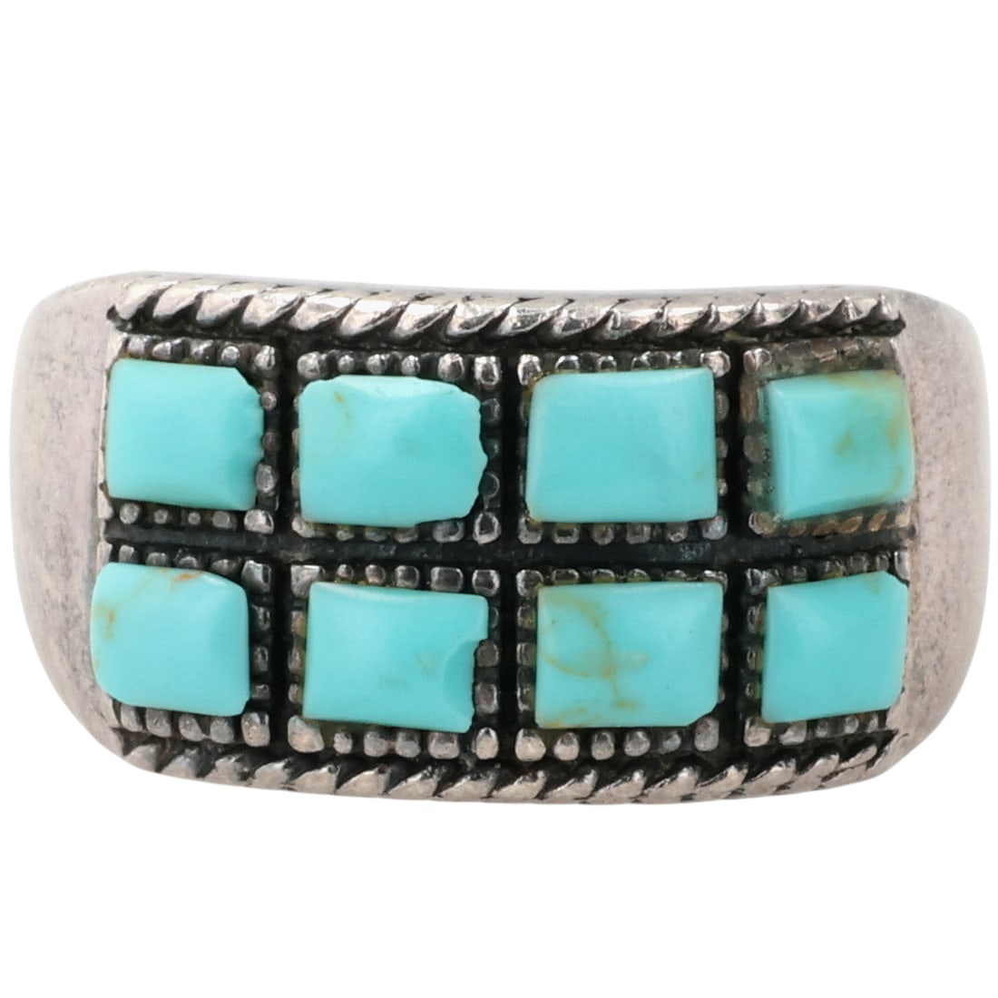CFJ Southwestern Sterling Turquoise Ring Sz 8.5 (1 of 7)