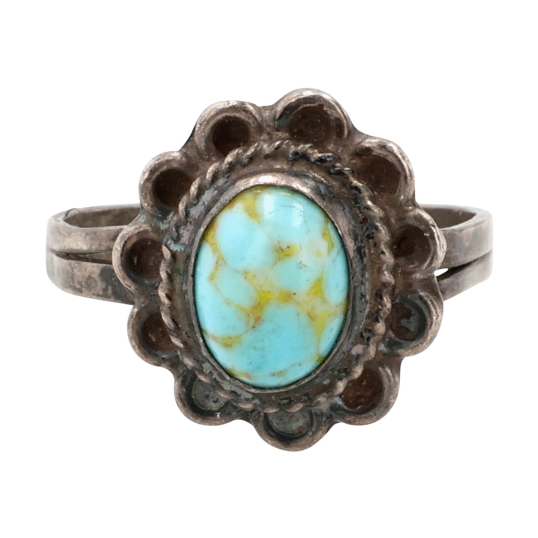 Mexico Sterling Turquoise Ring Sz 4 (1 of 7)
