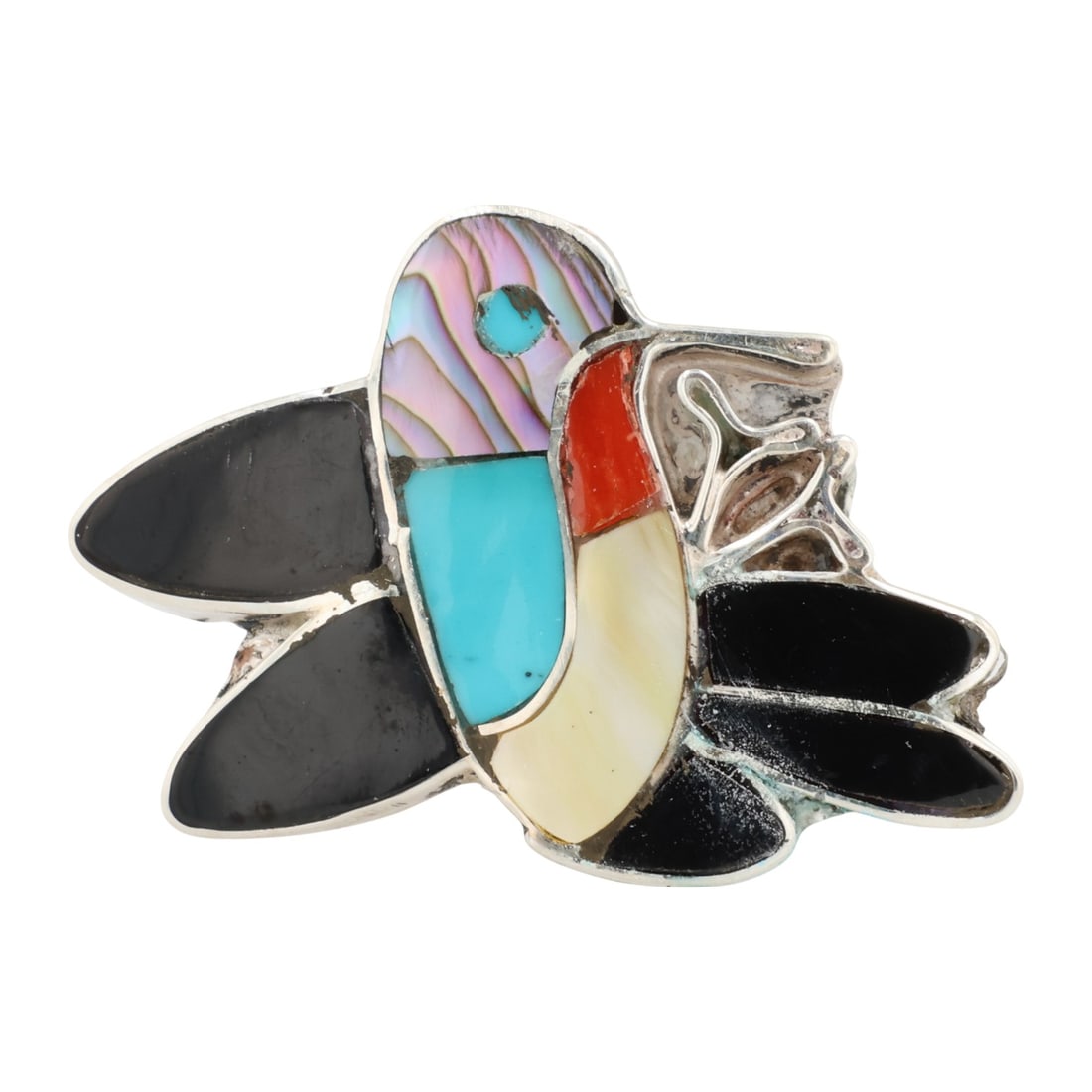 Ella Gia Sterling Multi-Stone Inlay Hummingbird Ring Sz 5.5 (1 of 7)