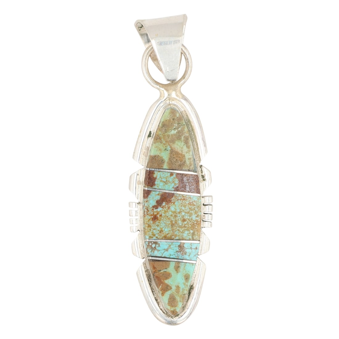 Brandon Etcitty Navajo Sterling Kingman Turquoise Pendant: Brandon Etcitty Navajo Sterling Kingman Turquoise Pendant 4g