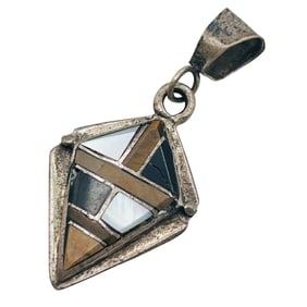 Wilson Dawes Navajo Sterling Multistone Inlay Pendant