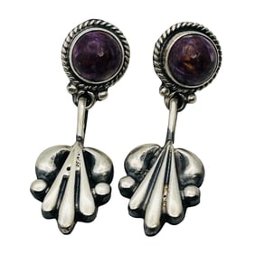 Sharon McCarthy Navajo Sterling Spiny Oyster Earrings