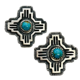 Jerold Joe Navajo Sterling Kingman Turquoise Earring