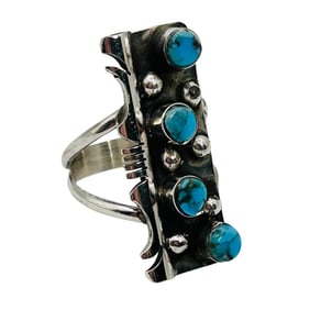 Steve Francisc Navajo Ice Blue Dahlia Turquoise Ring