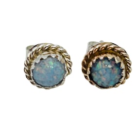 Esther White Navajo Sterling Opal Earring
