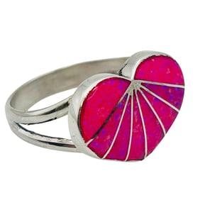 Zuni Sterling Opal Heart Ring SZ. 7
