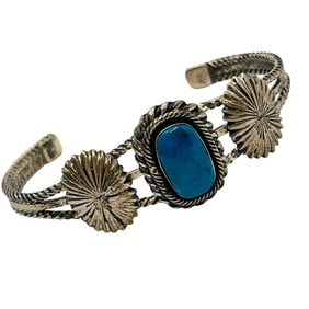 Annie Spencer Navajo Sterling Kingman Turquoise Cuff Bracelet