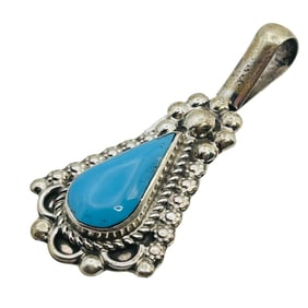 Yannette Yatsa Zuni Sterling Turquoise Pendant
