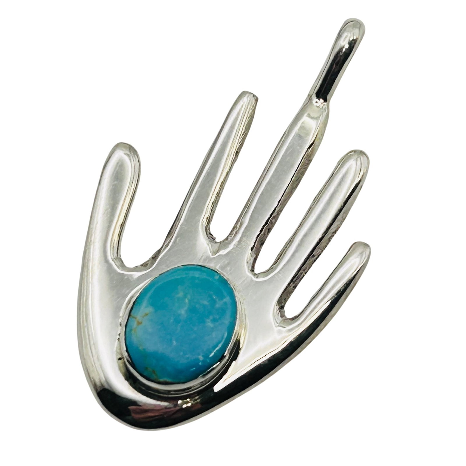 Joseph Martinz Sterling Turquoise Hand Pendant: Joseph Martinz Sterling turquoise hand pendant 4.37 grams