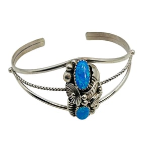 Caroline Nez Navajo Sterling Opal Bracelet