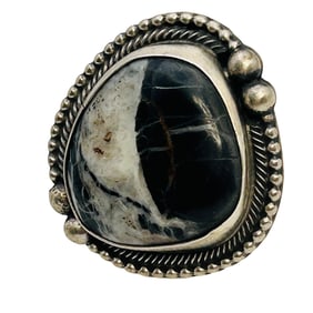 John Skeets Navajo Sterling White Buffalo Ring SZ. 8