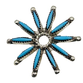 Yvette Kaamasse Zuni Sterling Neddlepoint Turquoise Pendant