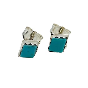 Native Sterling Diamond Shape Turquoise Studs