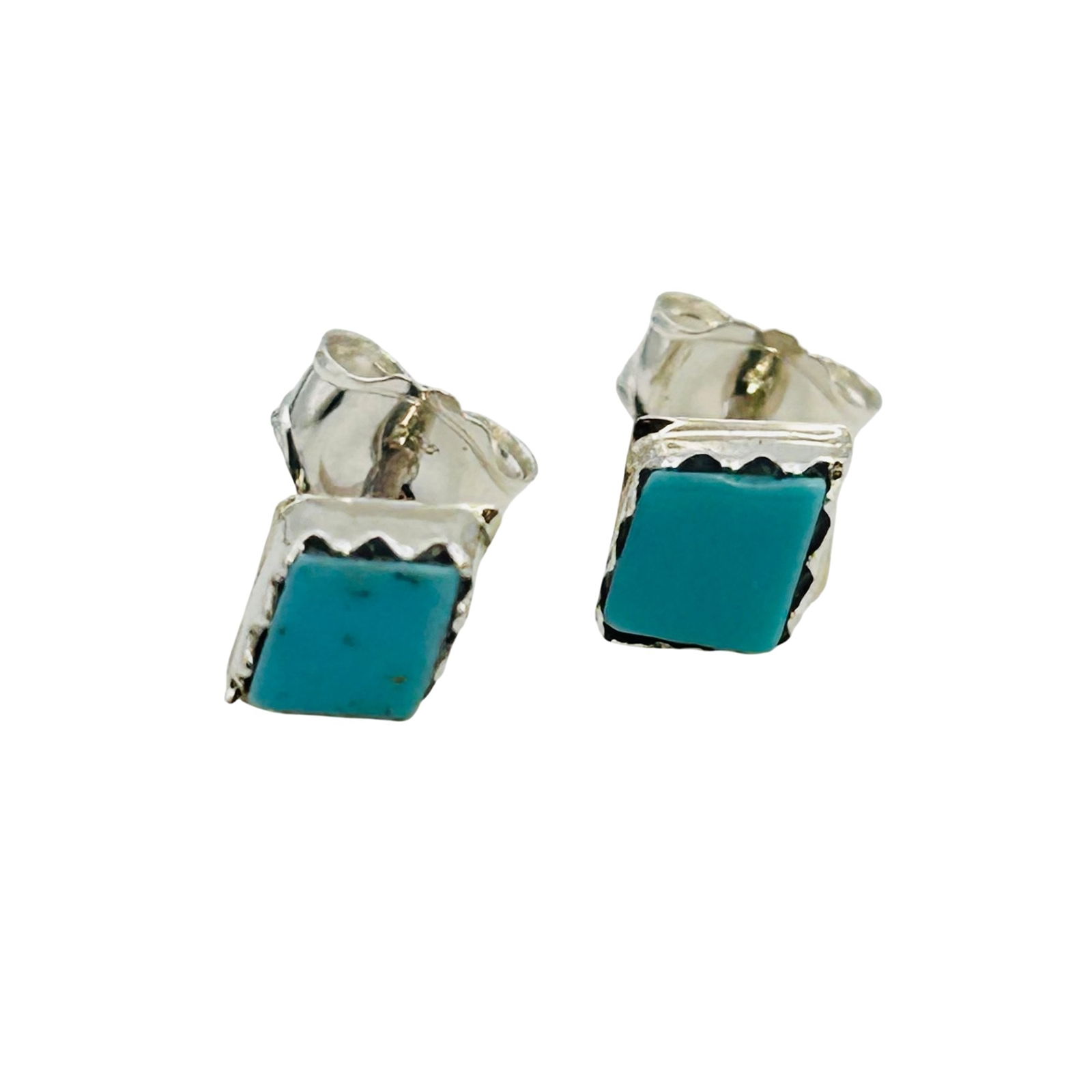Native Sterling Diamond Shape Turquoise Studs (1 of 5)