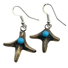 Tony Yazzie Navajo Sterling Kingman Turquoise Earrings