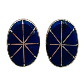 Sandy Halusewa Zuni Sterling Dark Lapis Earrings