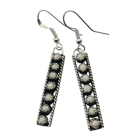 Esther White Navajo Sterling Opal Earrings