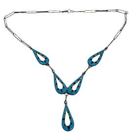 Emma Bowakaty Zuni Sterling Turquoise Necklace