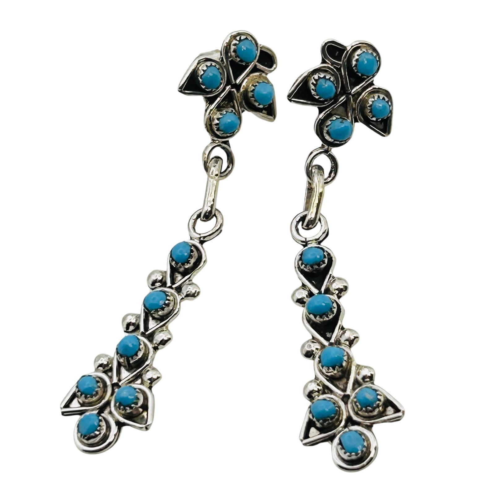 Herbert Lastyano Sterling Turquoise Dangle Earrings (1 of 6)