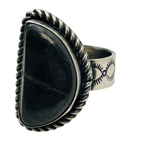 Bessie Skeets Navajo Sterling Blue Moon Turquoise Adjustable Ring