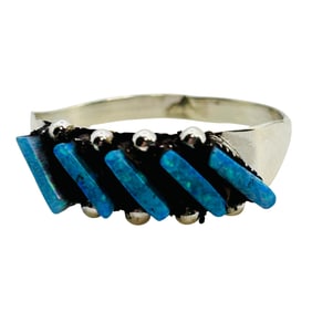Cletus Lamy Zuni Sterling Opal Ring SZ. 7.5