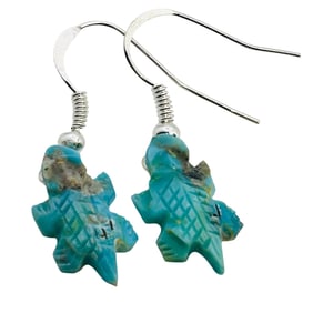 Chris McCabe Native Sterling Turquoise Lizard Earrings