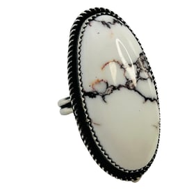 Tia Long Navajo Sterling Wild Horse Adjustable Ring