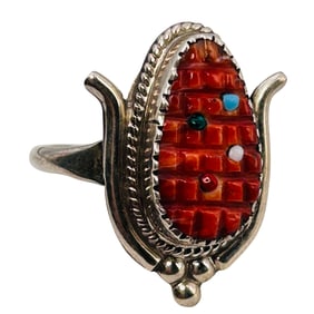 Kane Estate Zuni Sterling Multi Stone Corncob Ring Sz. 8.5