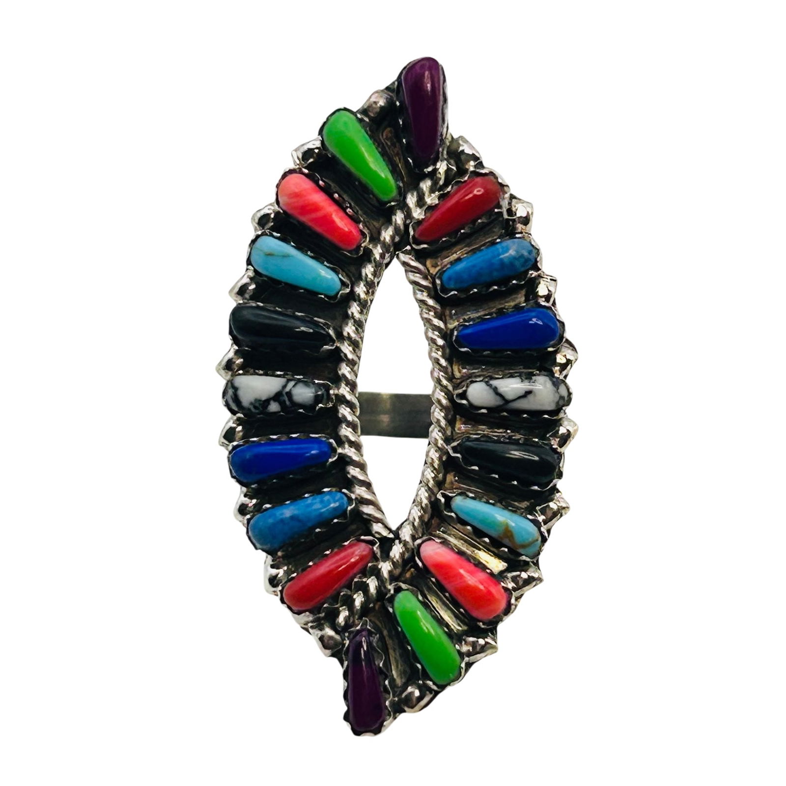 Tamara Benally Navajo Sterling Multi Stone Ring Sz. 7.5 (1 of 9)