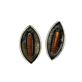 Zuni Sterling Coral Shadow Box Studs