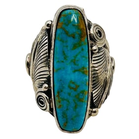 Darrell Morgan Navajo Sterling Kingman Turquoise Ring Sz. 5.5